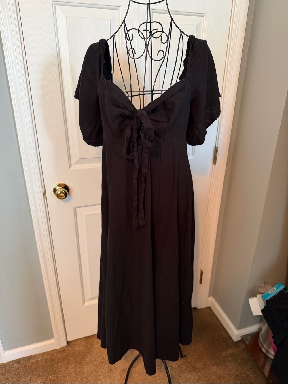 Petal & Pup Black Maxi Dress with Front Tie